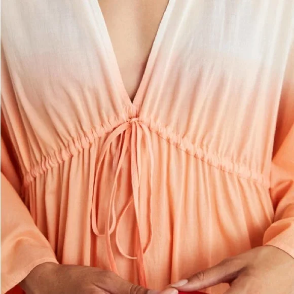 ❌SOLD❌ BODEN Maxi Empire Beach Kaftan Dress Firecracker Dip Dye - Picture 5 of 6